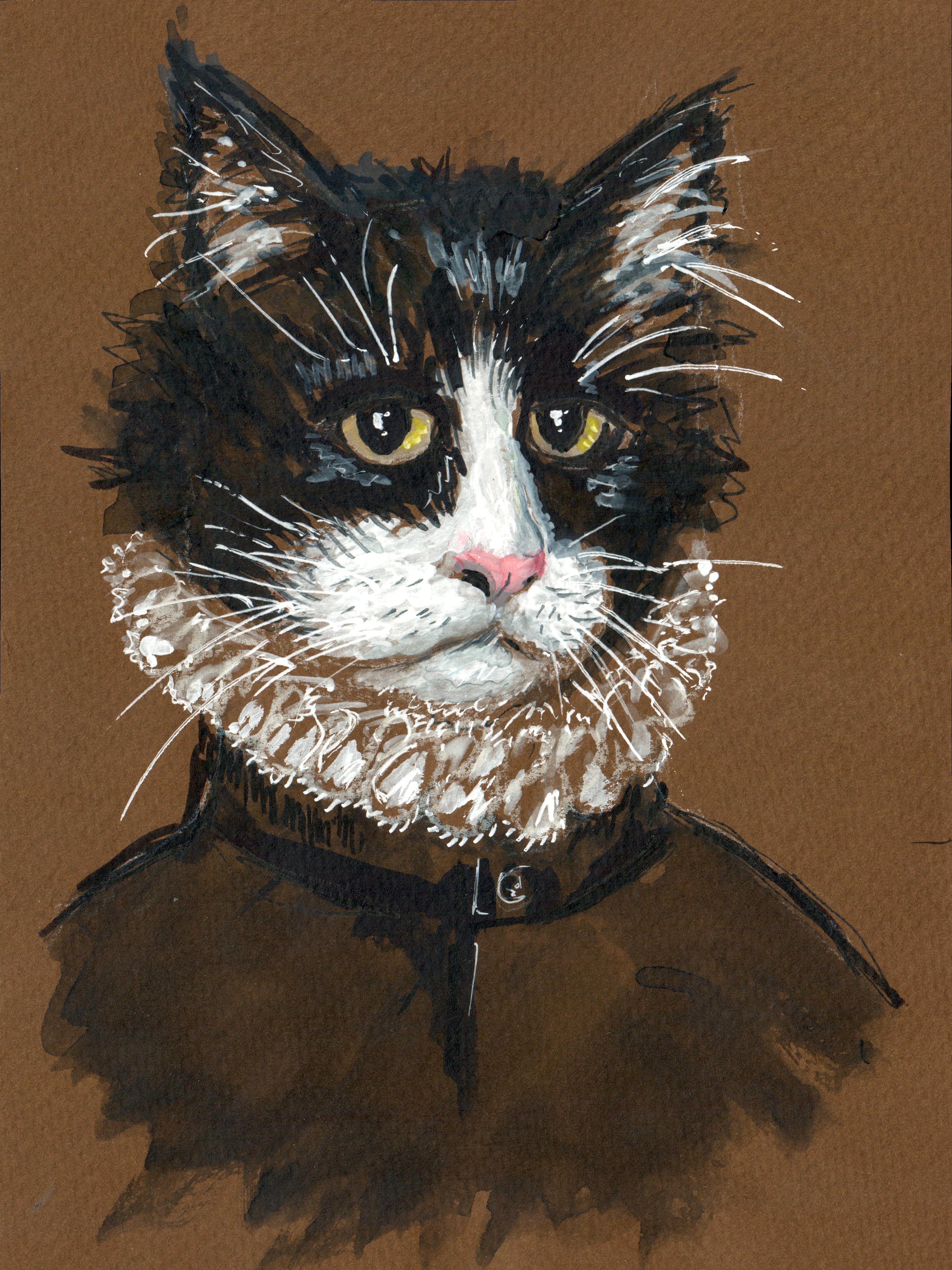 #котоскетч сегодня испанский котик Алонсо. Был такой художник один из лучших европейских портретистов XVI века Алонсо Санчес Коэльо. По сей день спорят кому принадлежит один из лучших женских портретов во всей мировой живописи "Дама в мехах" Эль Греко или